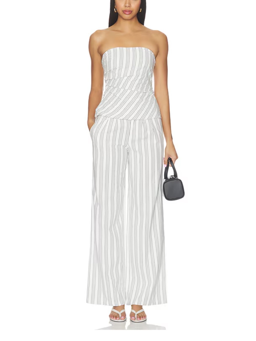 REVOLVE White and Gray Striped Set